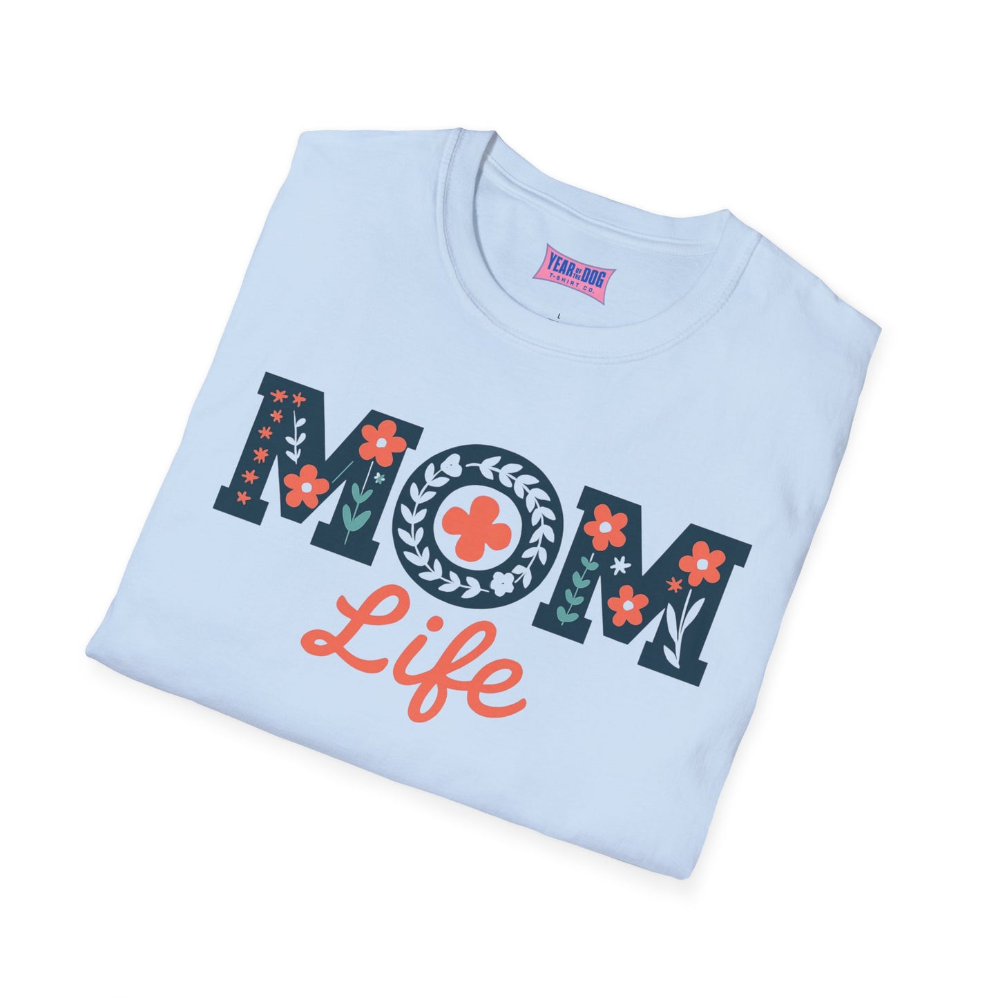 Mom Life Unisex Softstyle T-Shirt - Floral Design