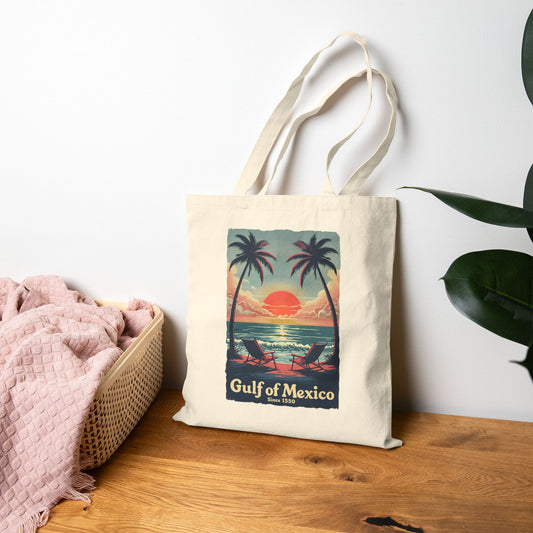 Gulf of Mexico Sunset Tote Bag | Eco-Friendly Cotton Canvas | Beach Vibes