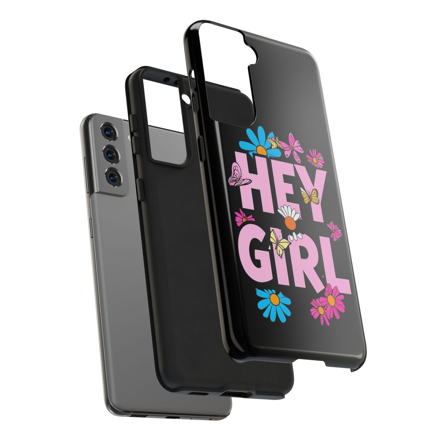 Hey Girl Floral Tough Phone Case - Stylish Protection for Trendy Users