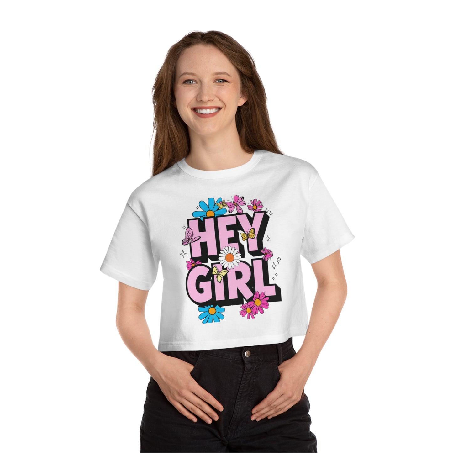 Cropped T-Shirt Hey Girl Champion Women's Heritage Design