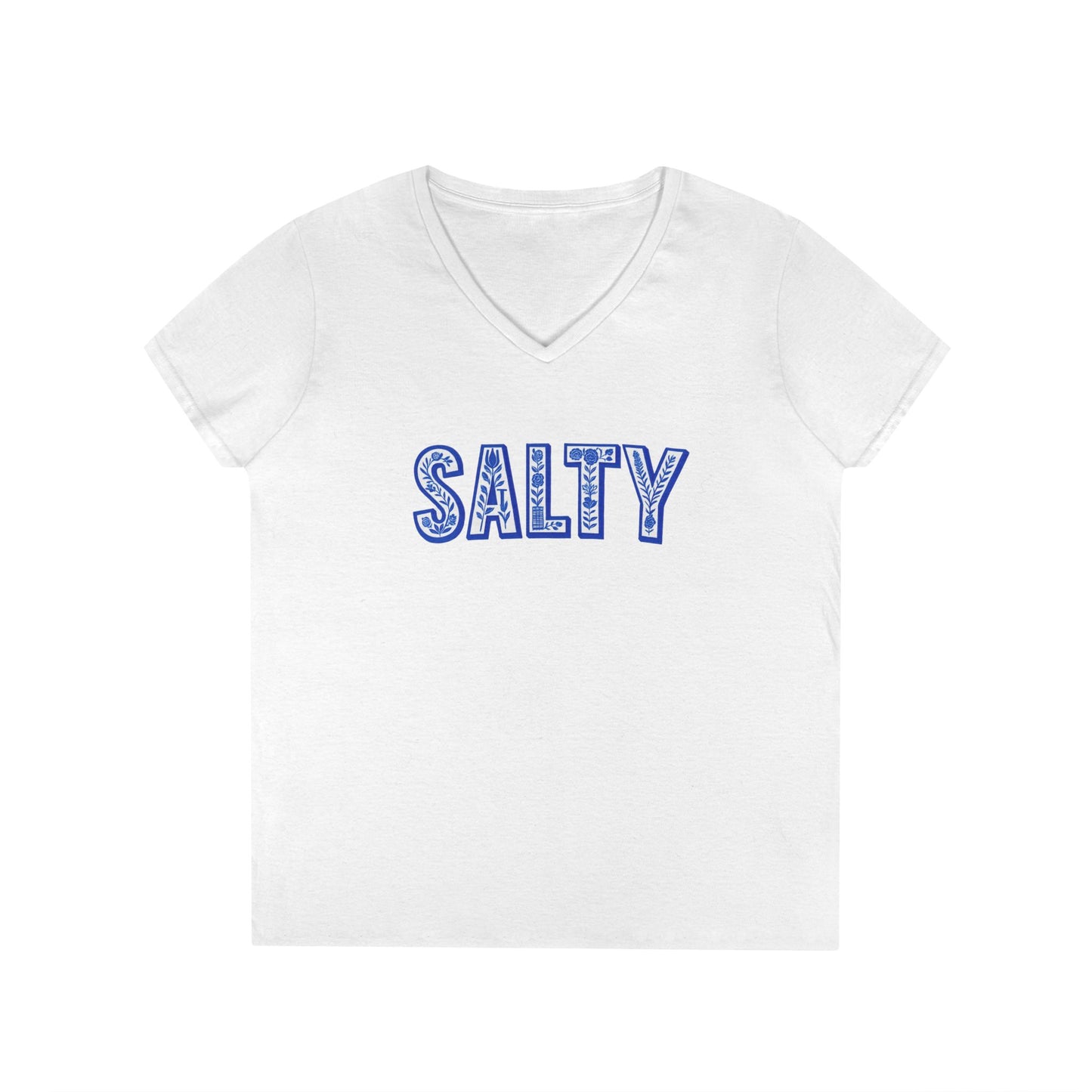 V-Neck T-Shirt Salty Floral Design for Women