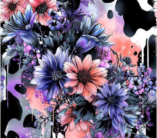 Floral Cow Tumbler Wrap