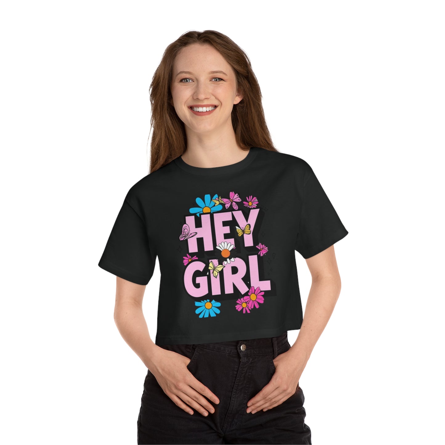 Cropped T-Shirt Hey Girl Champion Women's Heritage Design