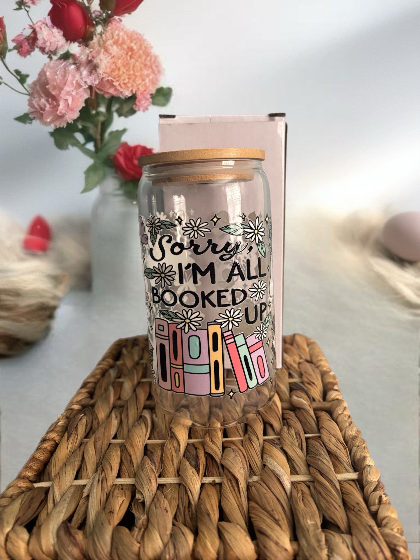 All Booked Up Glass Cup