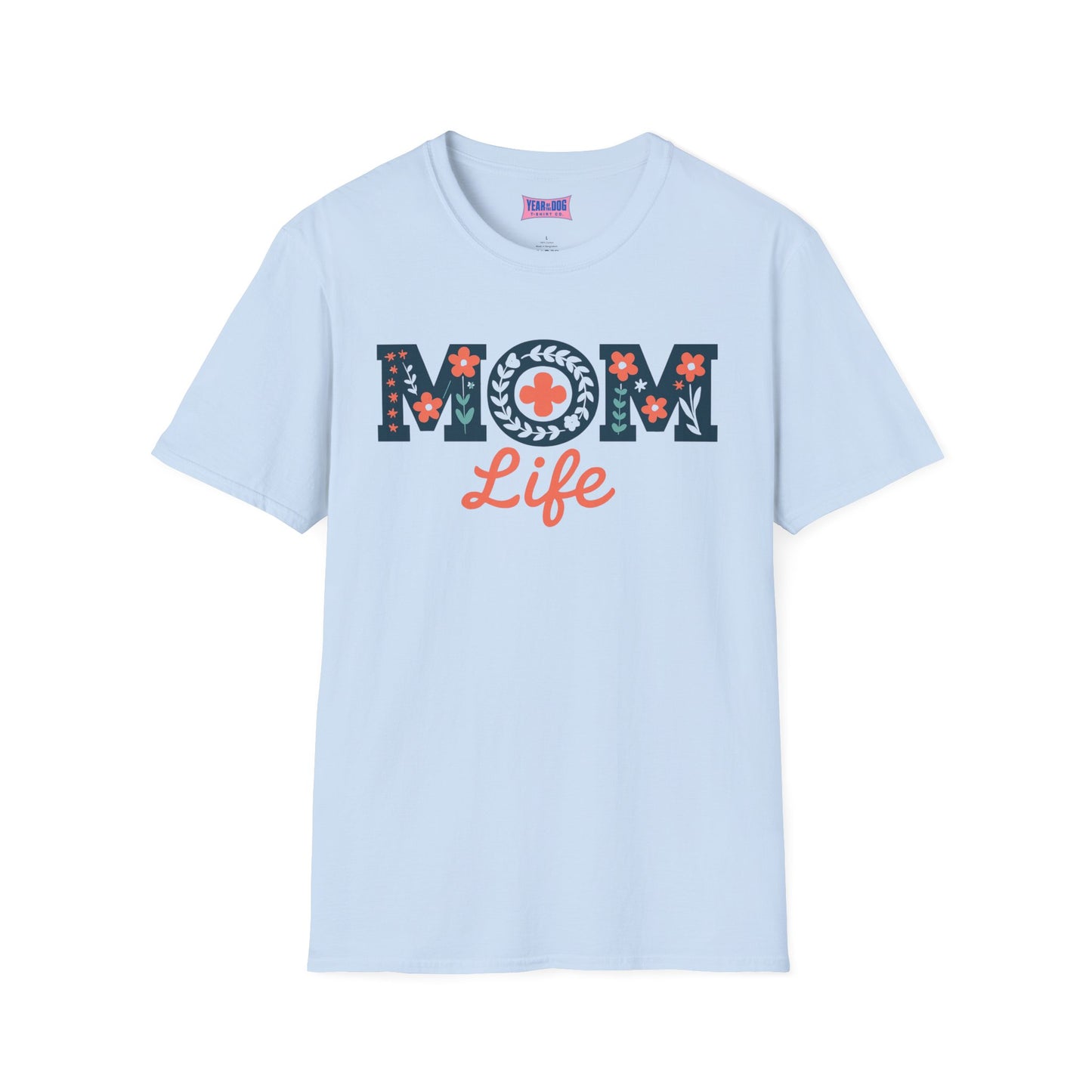 Mom Life Unisex Softstyle T-Shirt - Floral Design