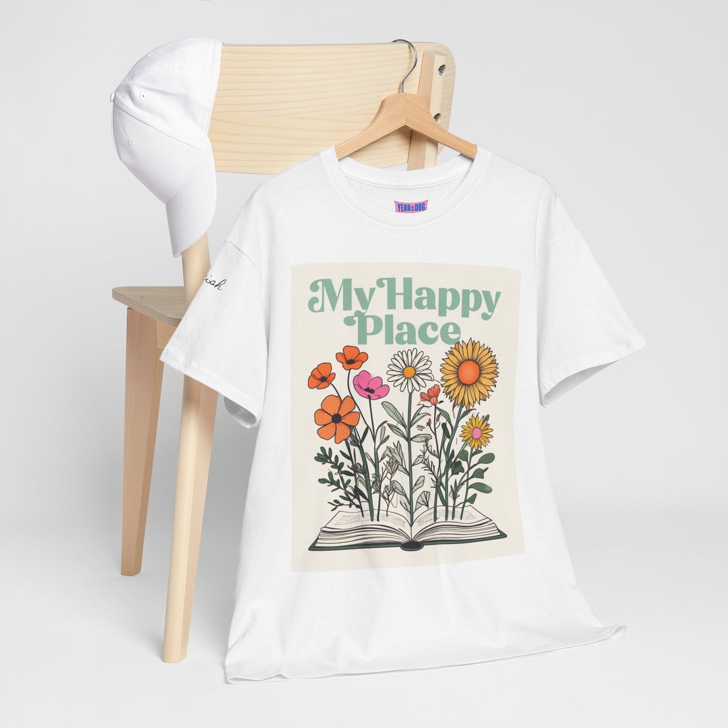 My Happy Place Floral Unisex Heavy Cotton Tee