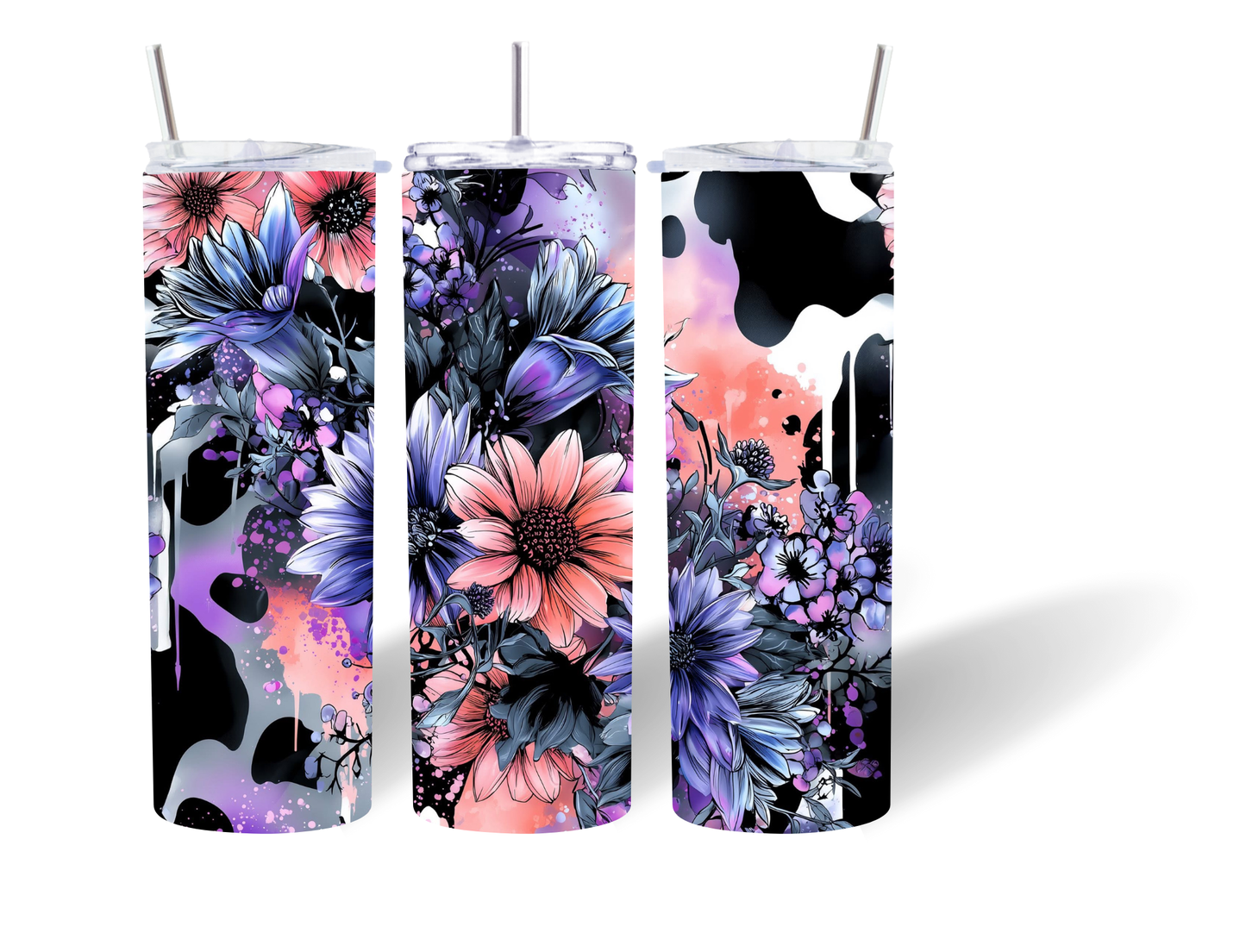 Floral Cow Tumbler Wrap