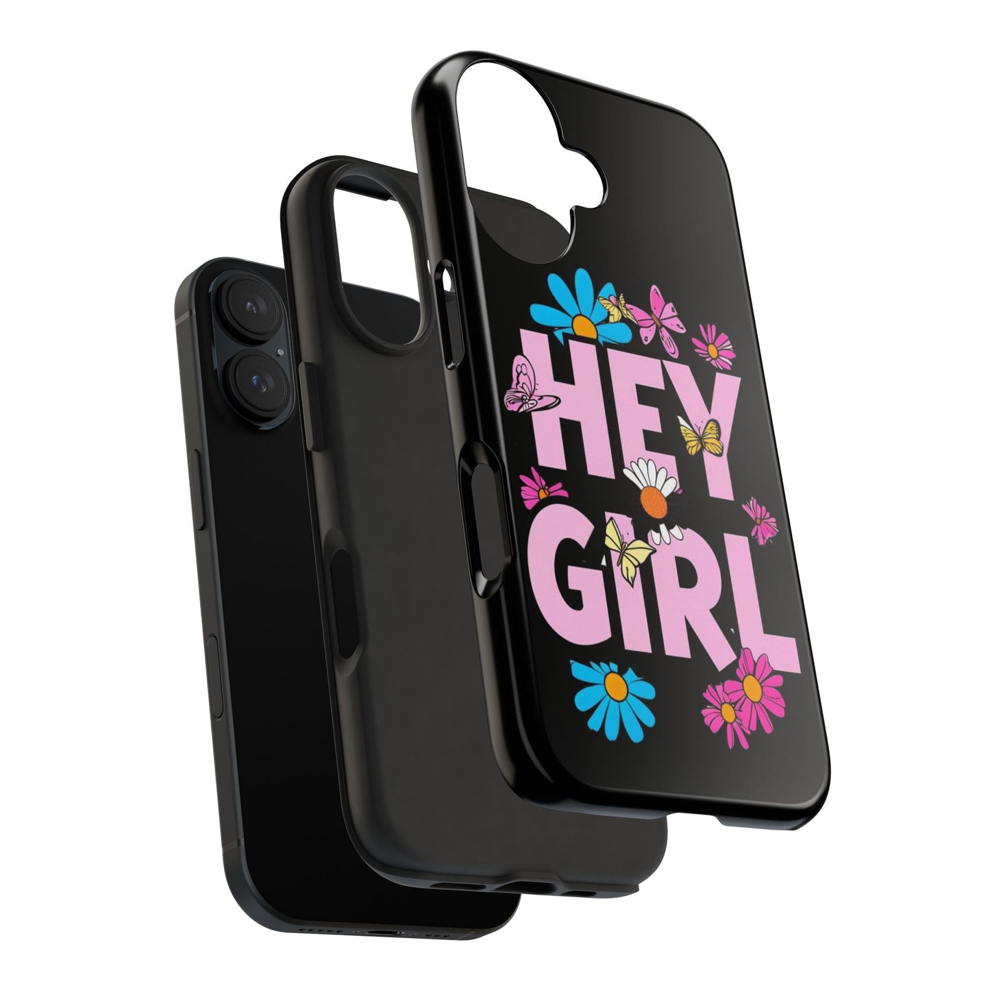 Hey Girl Floral Tough Phone Case - Stylish Protection for Trendy Users