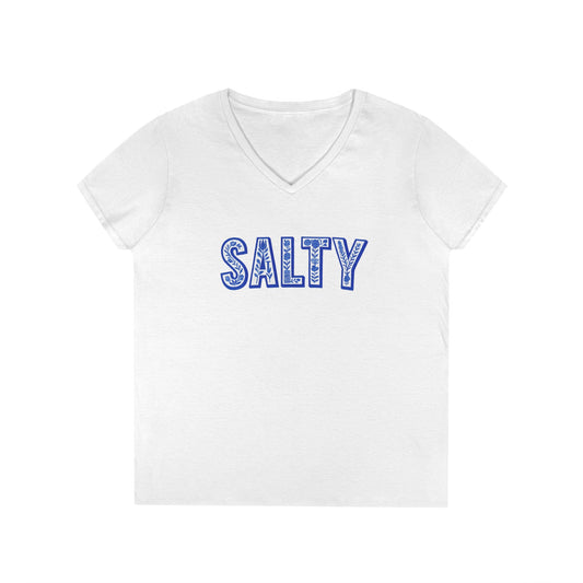 V-Neck T-Shirt Salty Floral Design for Women