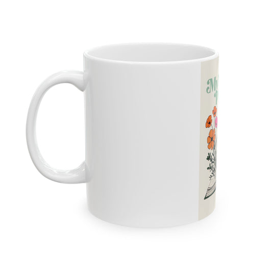 My Happy Place Ceramic Mug - Floral Book Design - Perfect Gift for Book Lovers