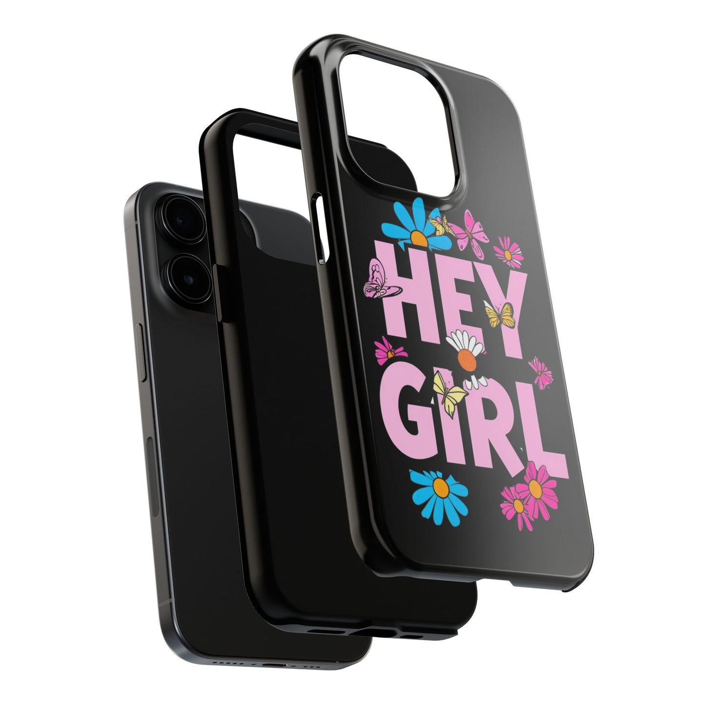 Hey Girl Floral Tough Phone Case - Stylish Protection for Trendy Users
