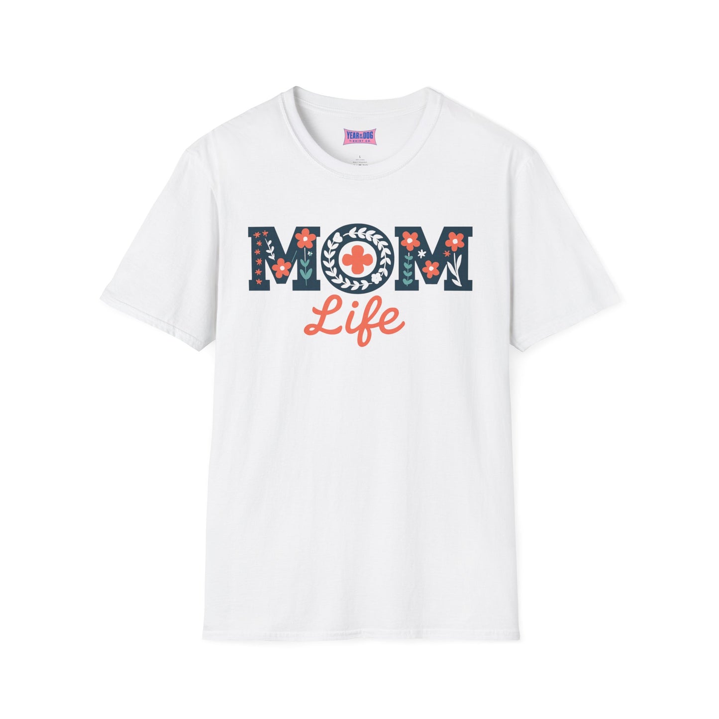 Mom Life Unisex Softstyle T-Shirt - Floral Design