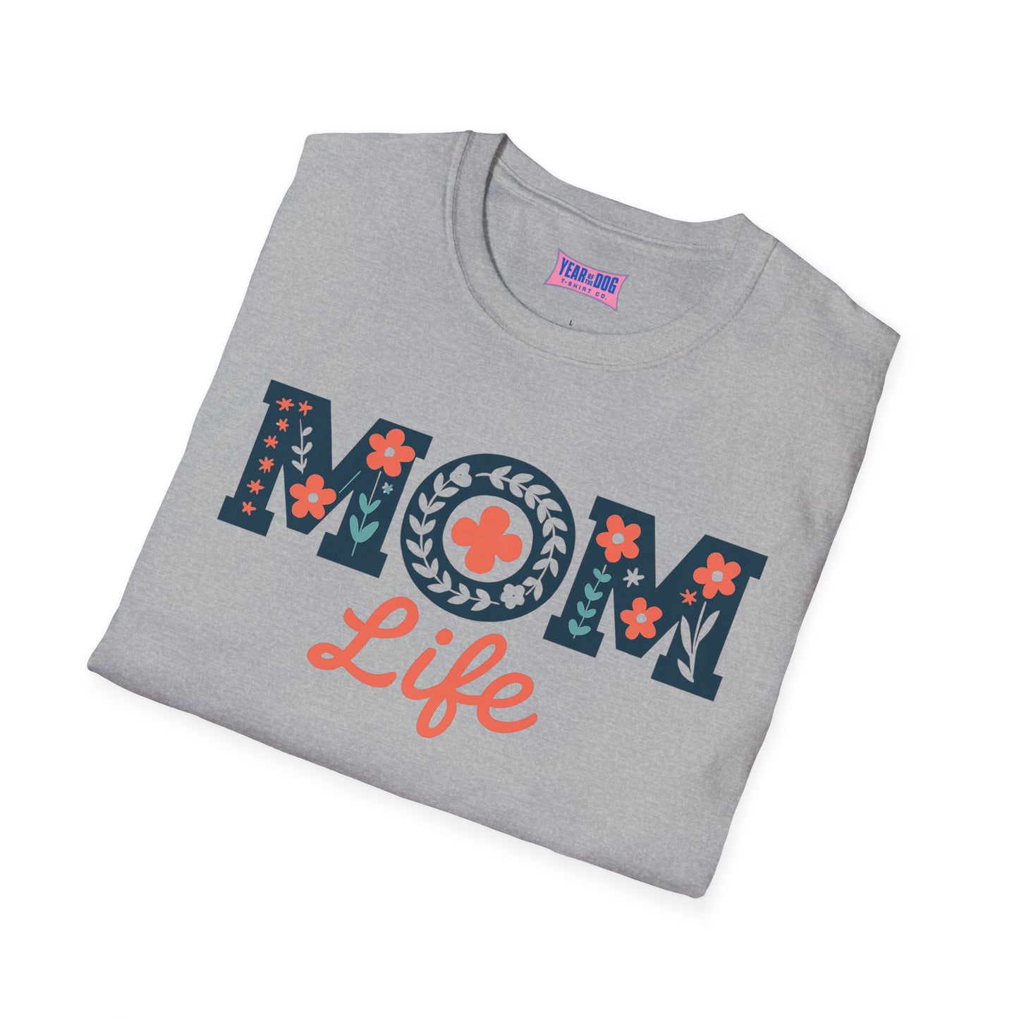 Mom Life Unisex Softstyle T-Shirt - Floral Design