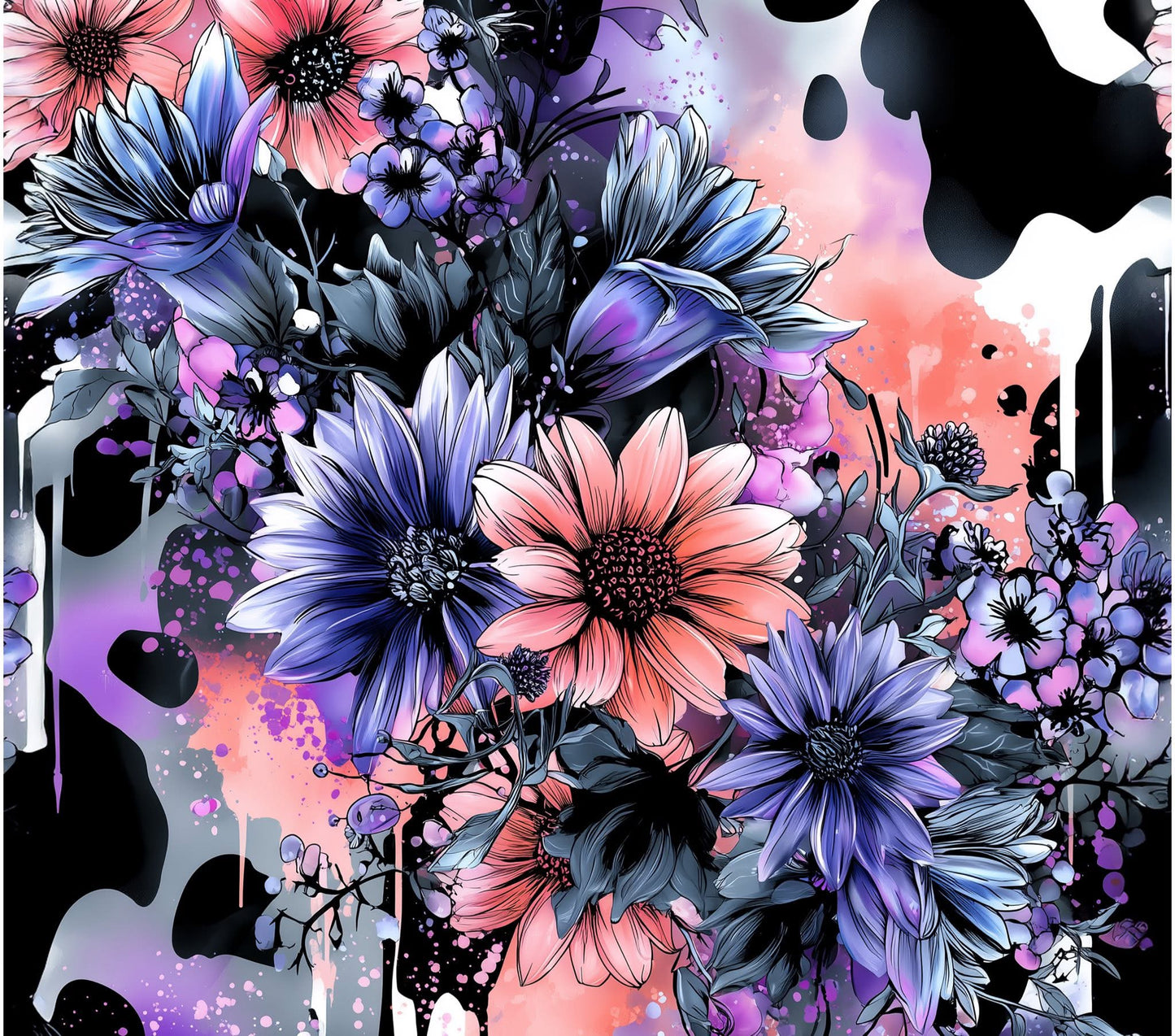 Floral Cow Tumbler Wrap