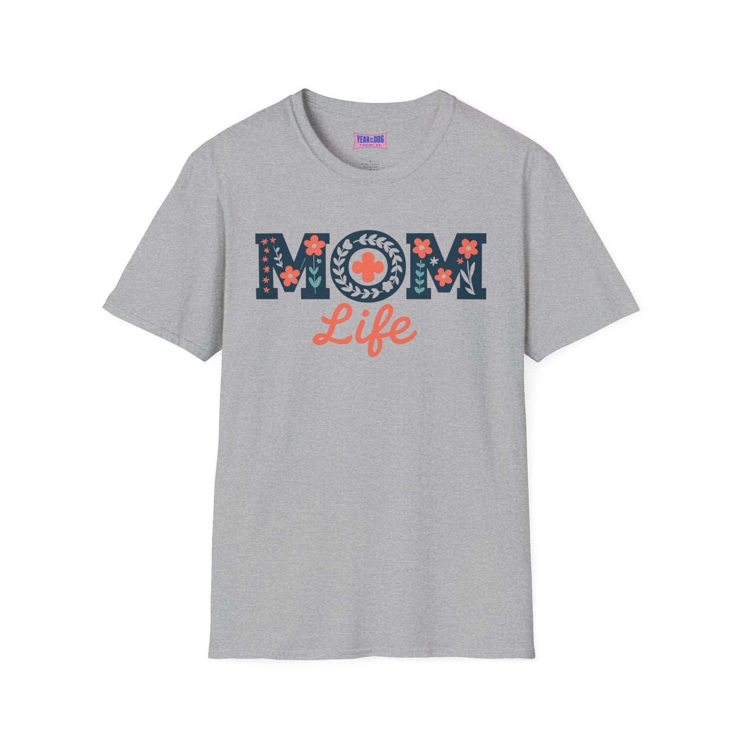 Mom Life Unisex Softstyle T-Shirt - Floral Design