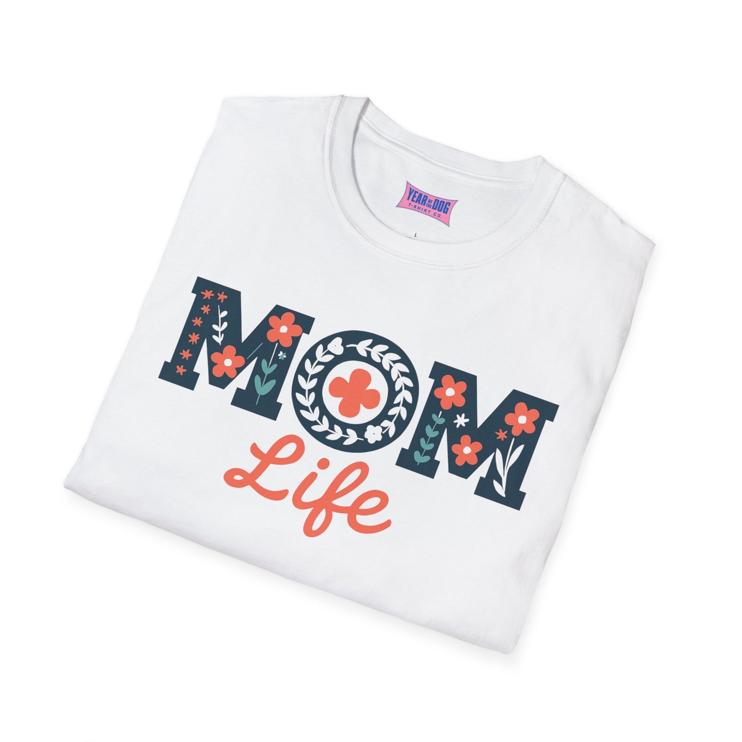 Mom Life Unisex Softstyle T-Shirt - Floral Design
