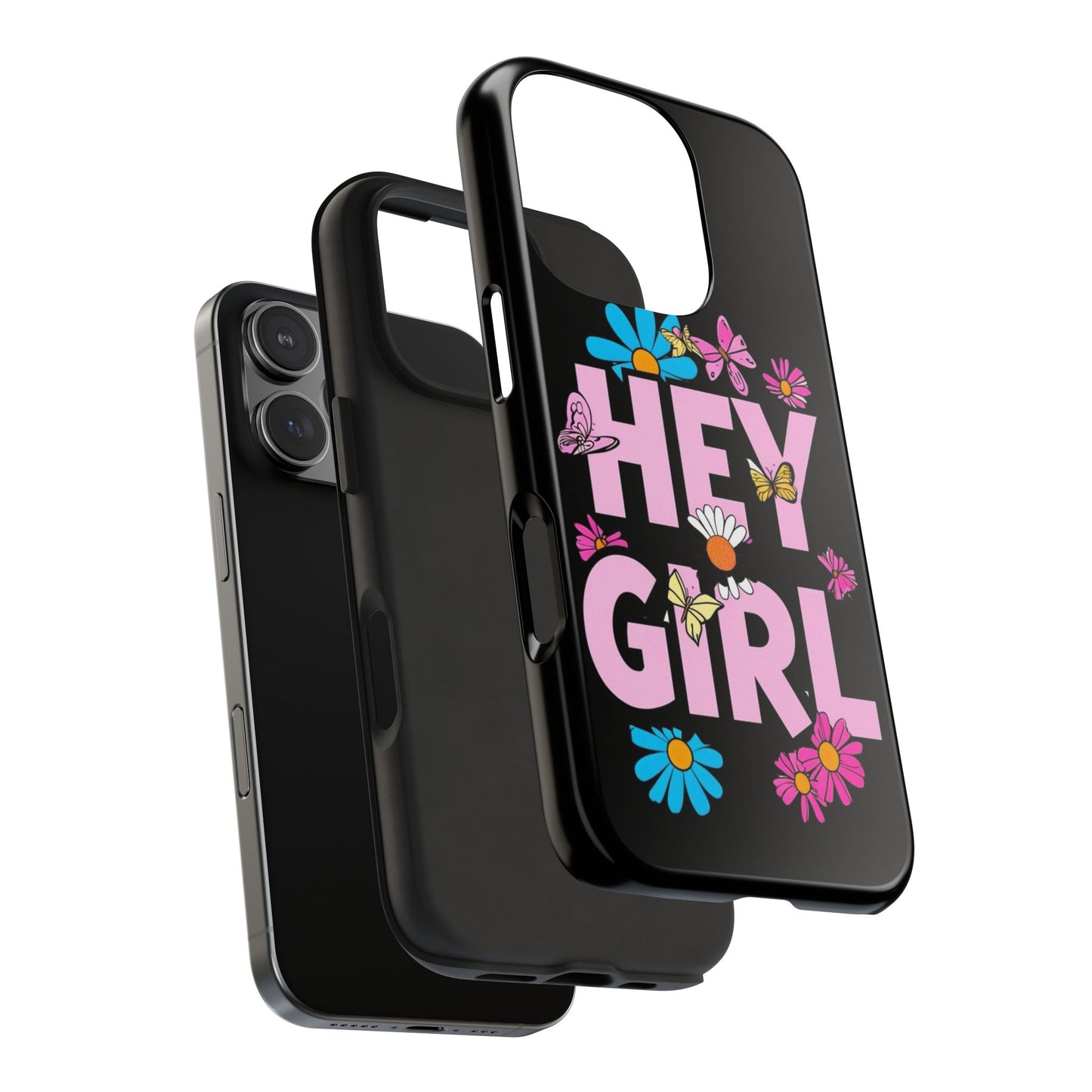 Hey Girl Floral Tough Phone Case - Stylish Protection for Trendy Users